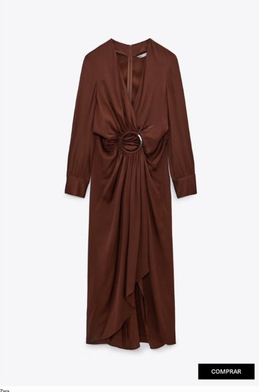 Zara Drape Shirt Dress Brown Size L
